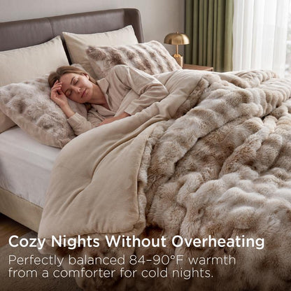 Deluxe Rabbit Fur Comforter Set