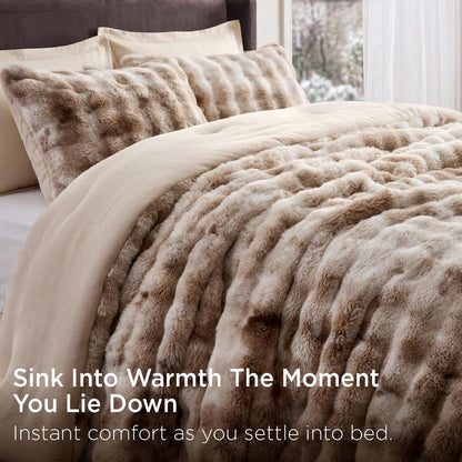 Deluxe Rabbit Fur Comforter Set